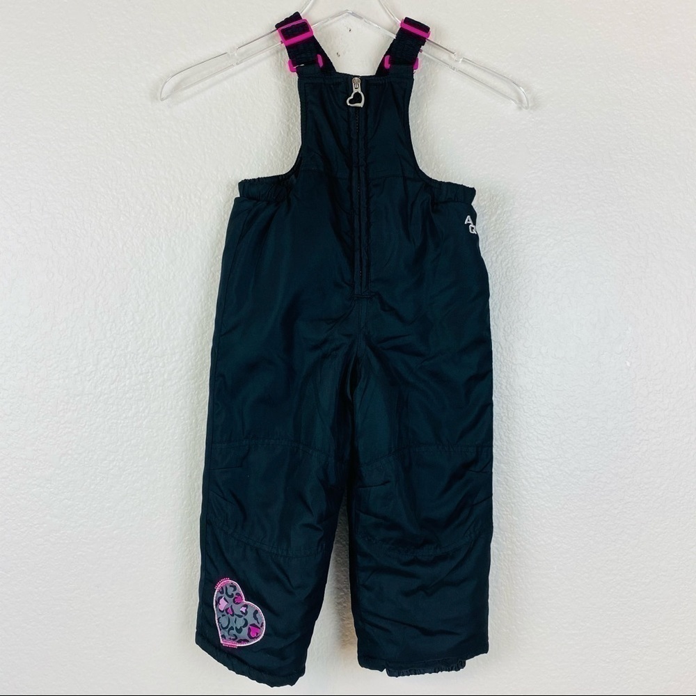 Artic Quest Black W/ Heart Detail Snow Bibs Size 2